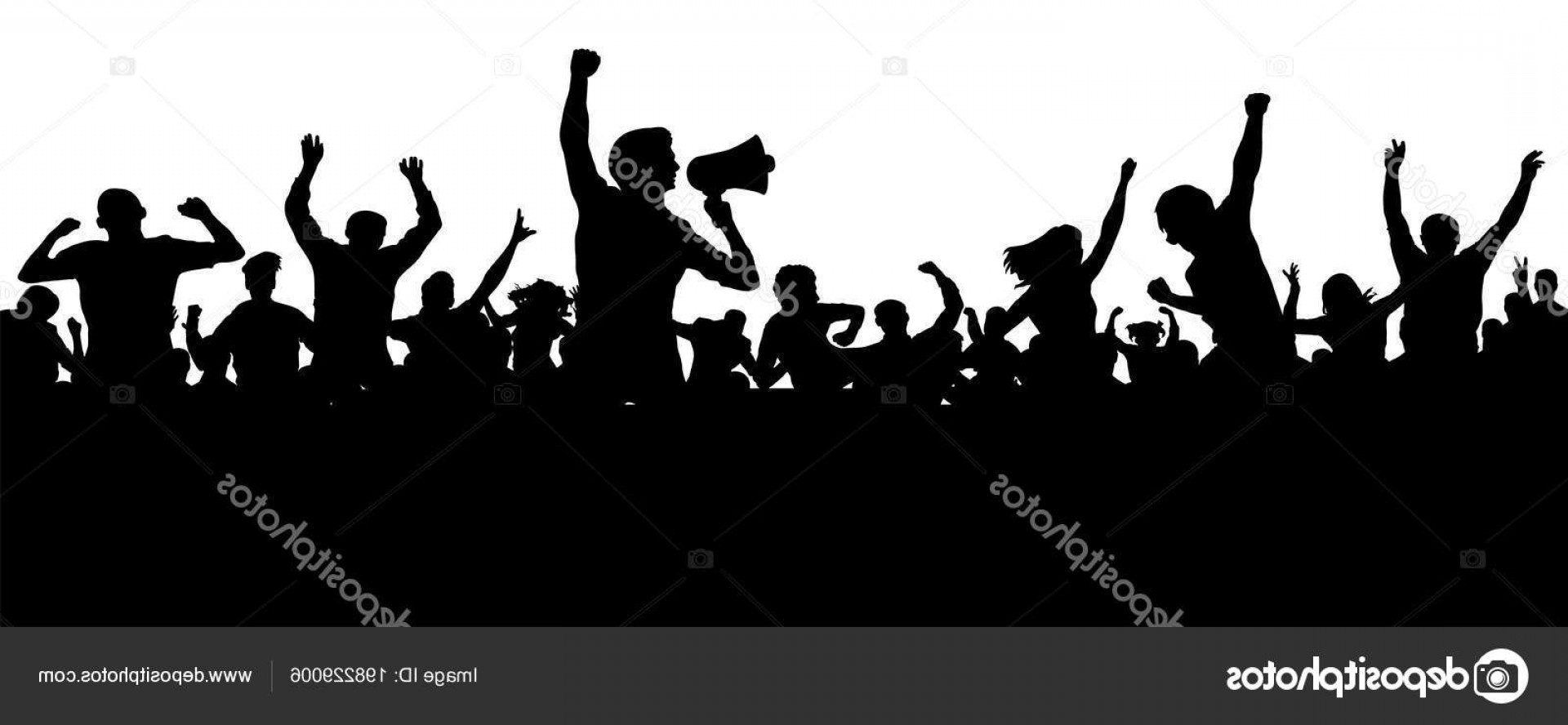 1920x888 Stock Illustration Crowd People Silhouette Vector Speaker