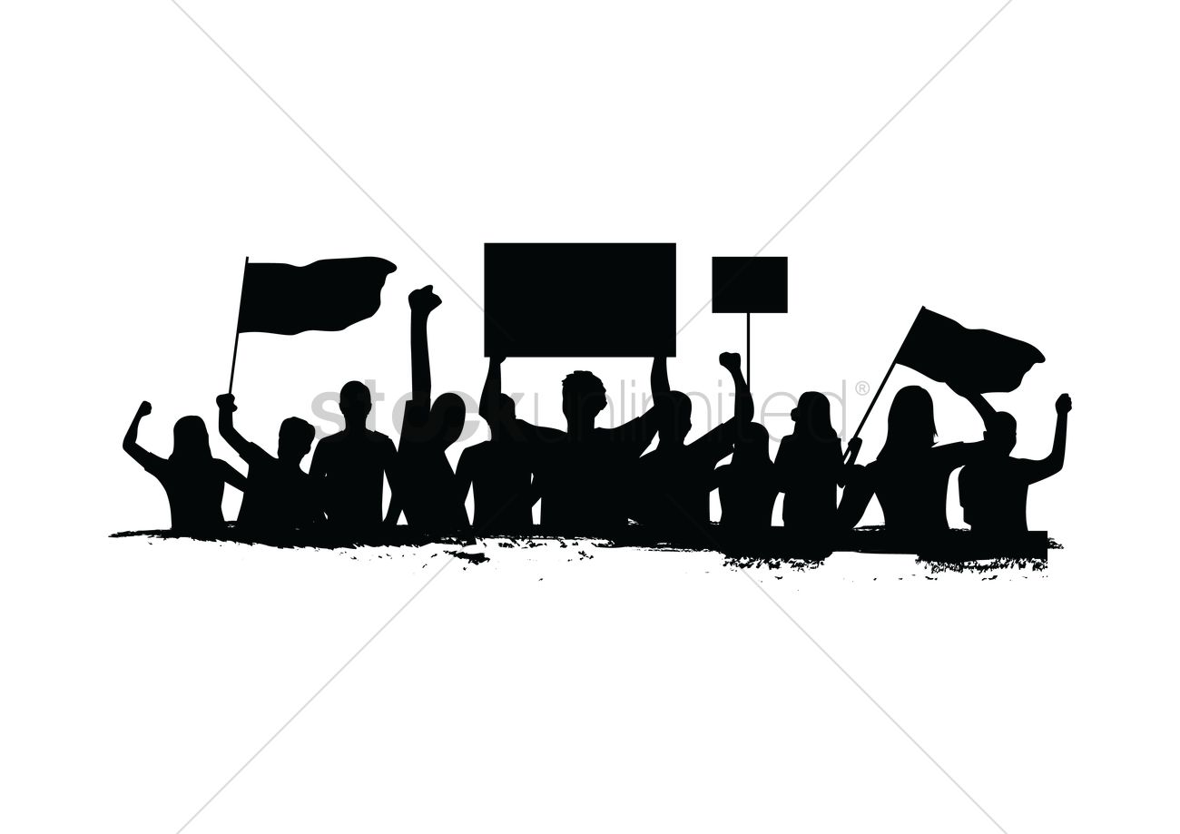 1300x919 Crowd Protesting Vector Image
