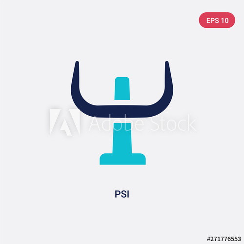 500x500 Two Color Psi Vector Icon From Greece Concept Isolated Blue Psi