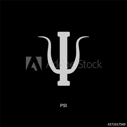 500x500 White Psi Vector Icon On Black Background Modern Flat Psi