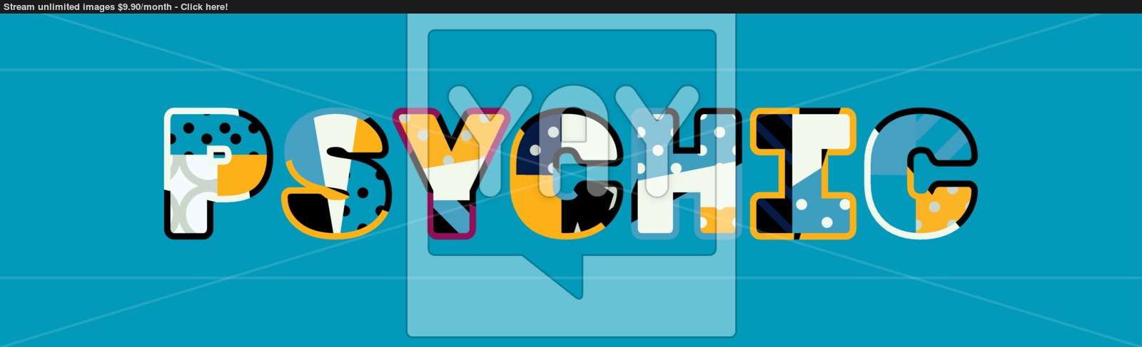 1600x487 Psychic Concept Word Art Illustration Vector