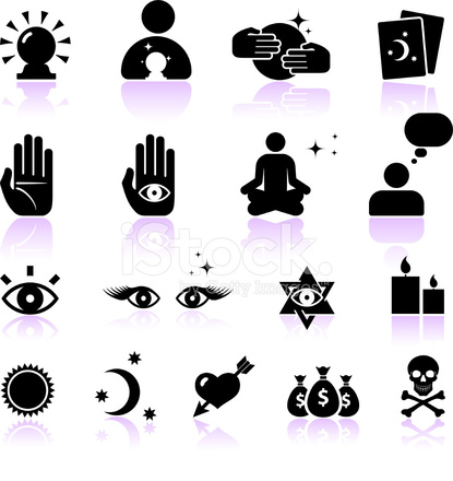 415x440 Psychic Fortune Teller Black And White Vector Icon Set Stock