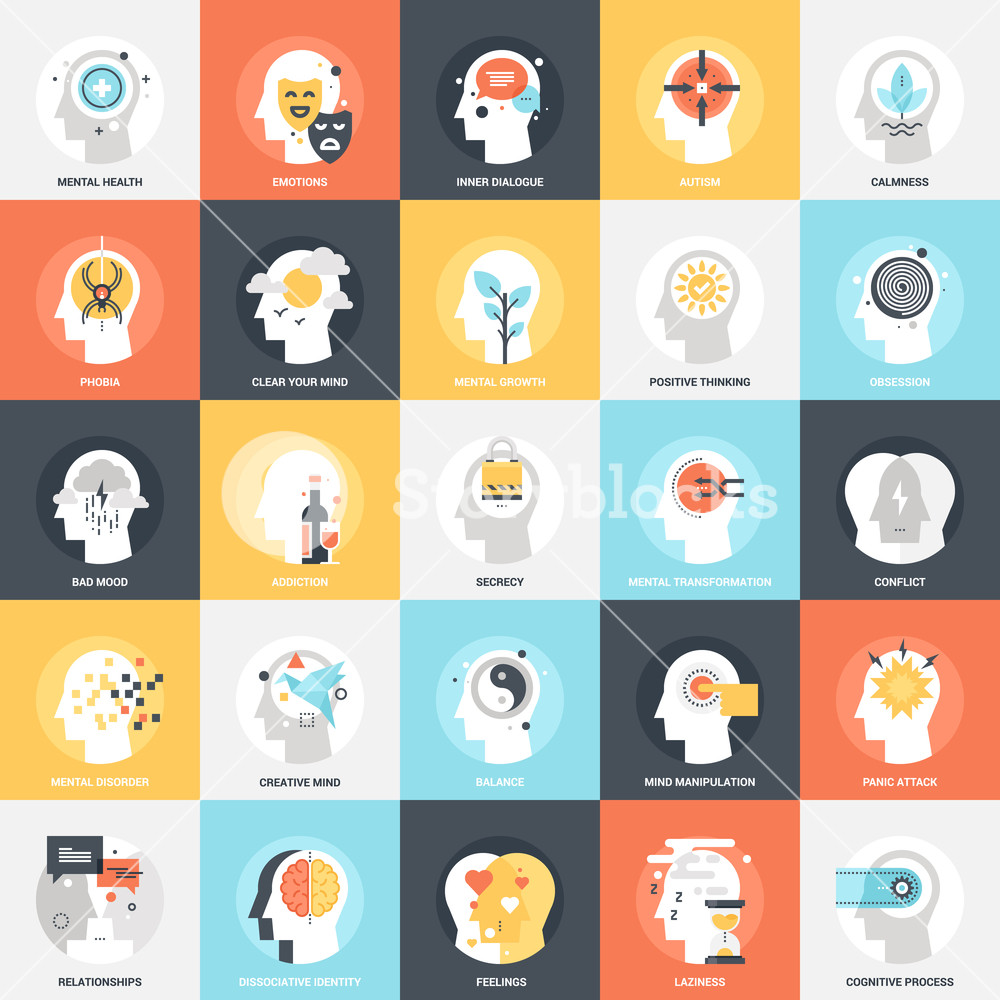 1000x1000 Modern Flat Vector Illustration Of Human Psychology Icon Design