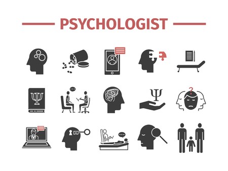 450x338 Psychologist Icons Set Conceptual Infographics Counseling