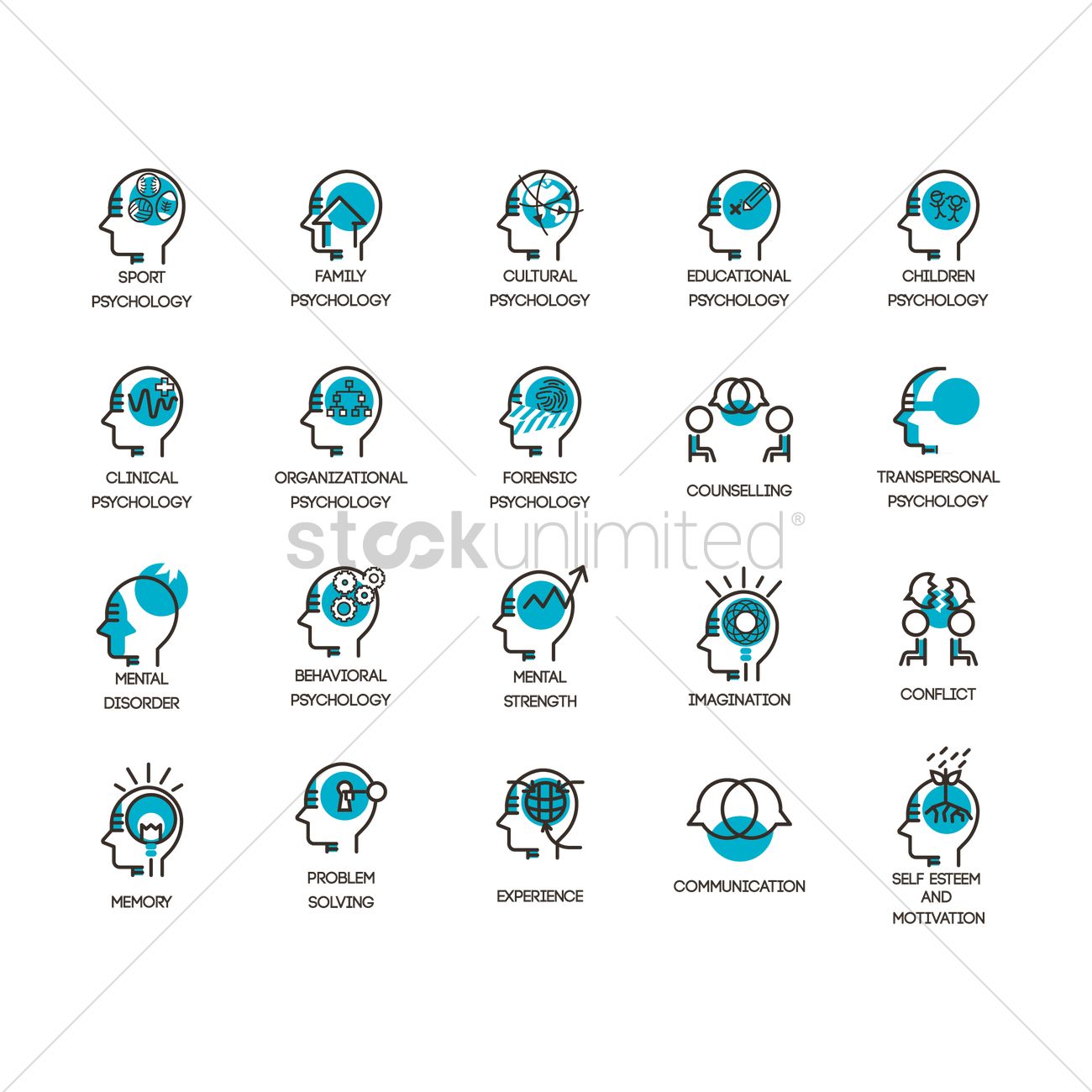 1300x1300 Set Of Psychology Icons Vector Image