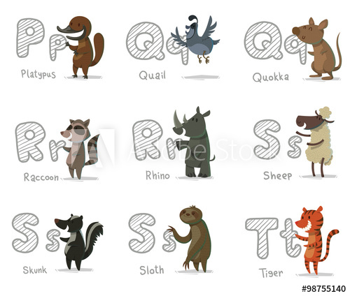 500x424 Vector Alphabet Animals, Letters P T Cartoon Image Of Letters