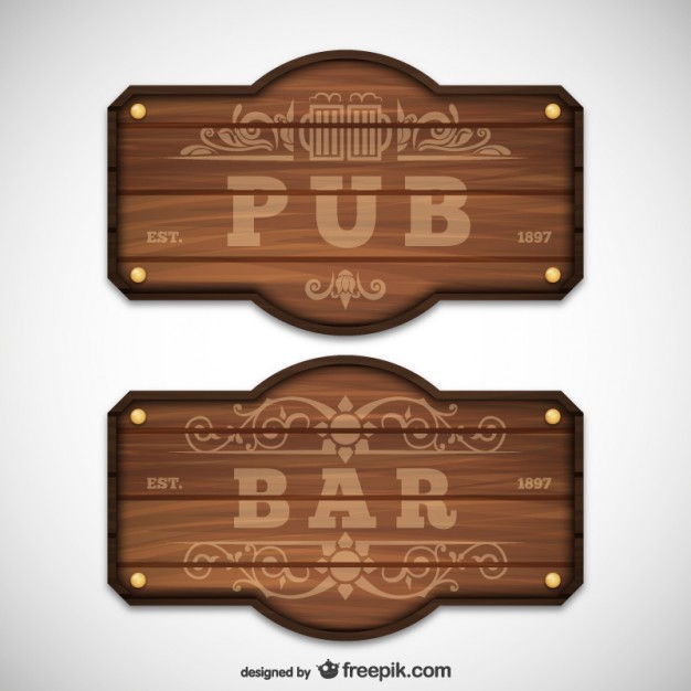 626x626 Pub And Bar Wooden Signs Vector Free Download