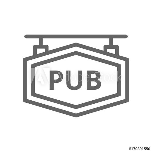 500x500 Simple Bar And Pub Signboard Line Icon Symbol And Sign Vector