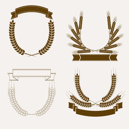 450x450 Spikelet Wreaths With Ribbons Logo For Bakery, Farm Brewery Craft