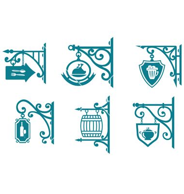 380x400 Vintage Signs Of Pubs Taverns And Restaurants Vector Art