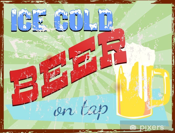 700x531 Vintage Pub Bar Beer Sign, Vector Illustration Wall Mural