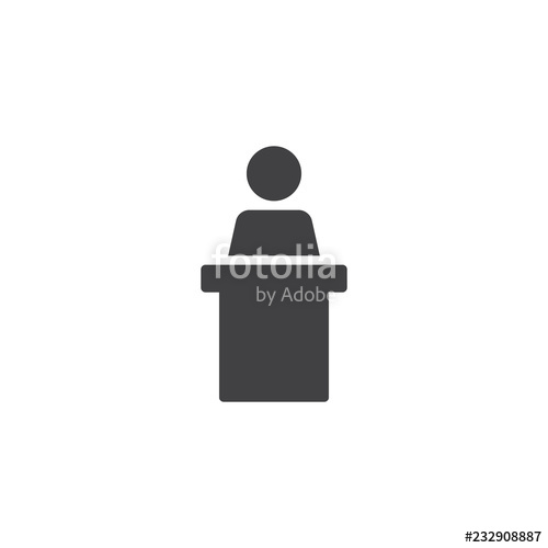 500x500 Podium Speech Vector Icon Filled Flat Sign For Mobile Concept