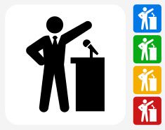 235x185 Public Speaking Icon Flat Graphic Design Vector Art Illustration