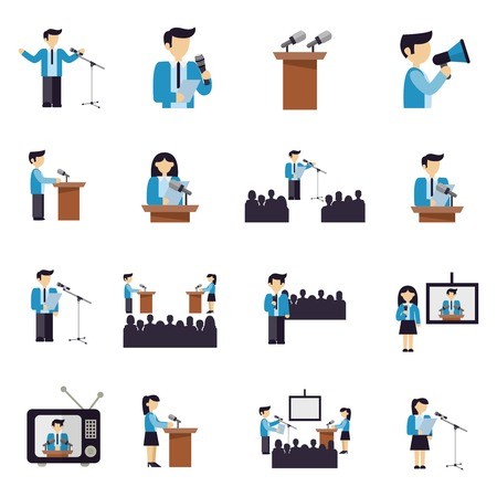450x450 Set Of Public Speaking Icons Royalty Free Vector Graphics