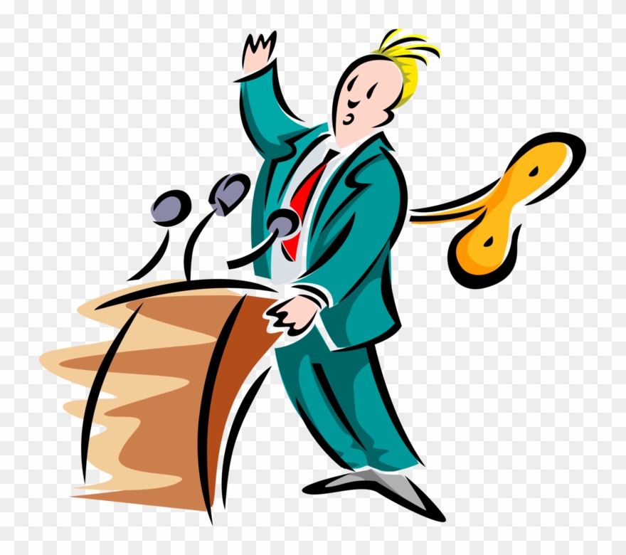 880x780 Vector Illustration Of Businessman Presenter Speaks