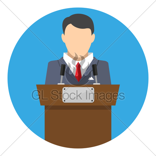 500x500 Orator Speaking From Tribune Public Speaker Vector Illu Gl