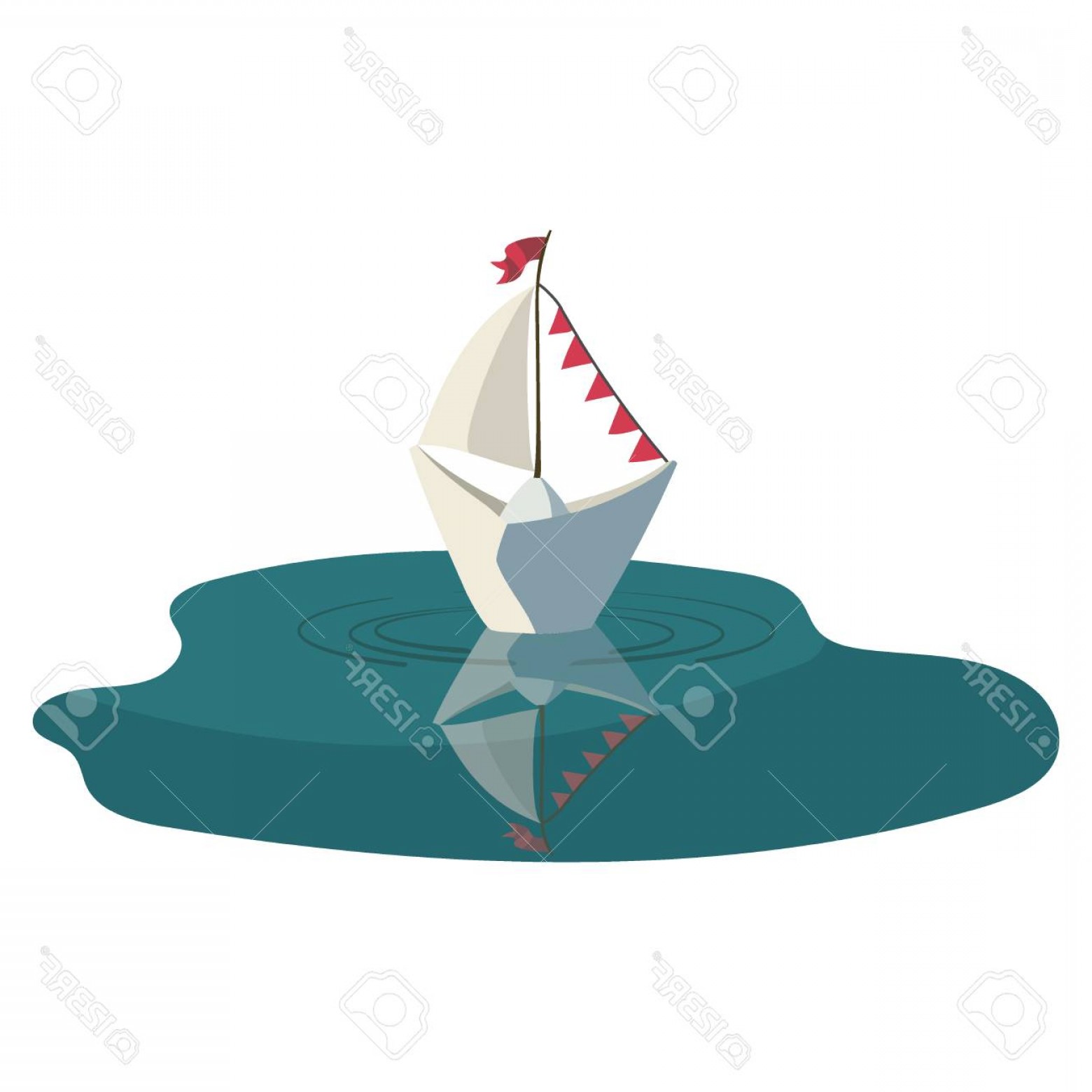 1560x1560 Photostock Vector Paper Boat On The Water A Cartoon Boat