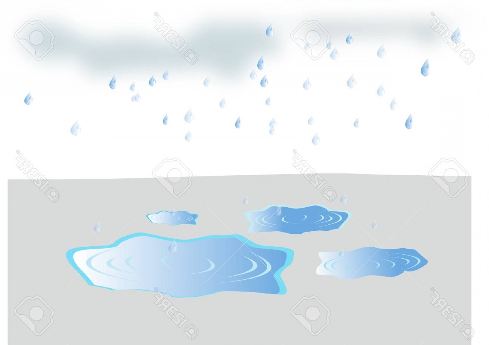 1560x1102 Photostock Vector Rain Blue Puddles Raindrops Gray Clouds Soidergi