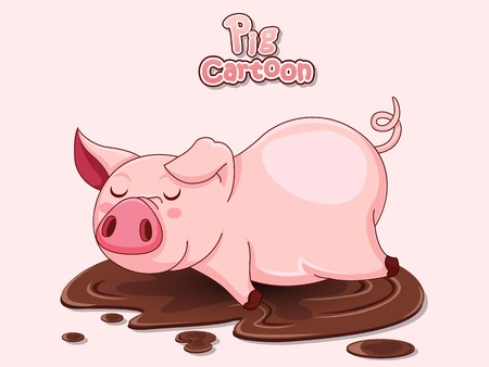 450x338 Cute Cartoon Pig In A Puddle Vector Illustration With Cartoon