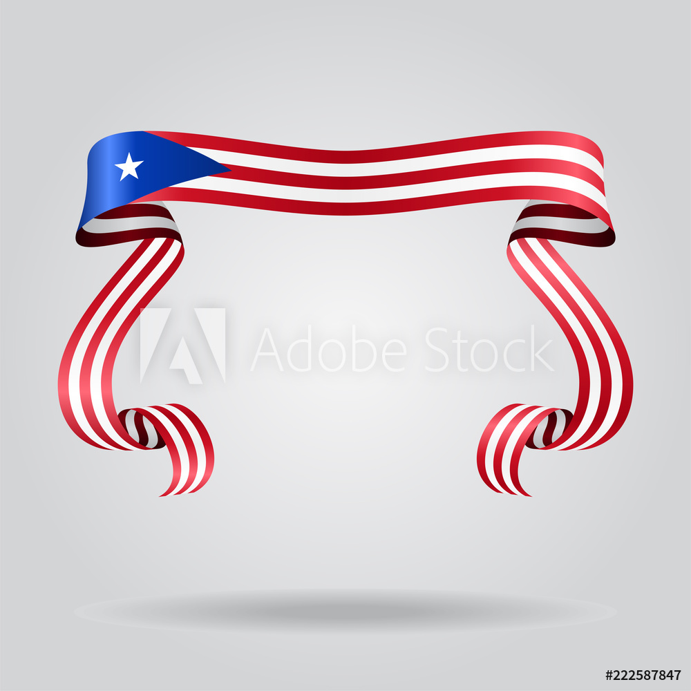 1000x1000 Photo Art Print Puerto Rican Flag Wavy Ribbon Background Vector