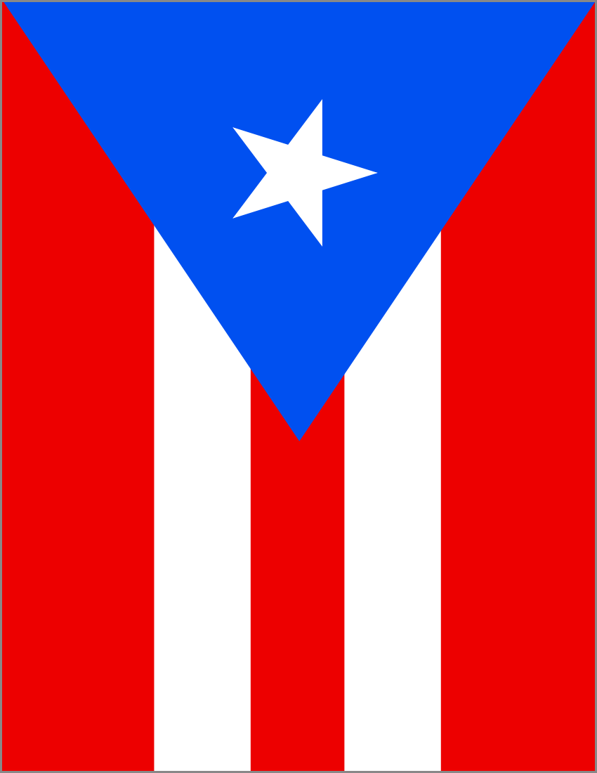 850x1100 Puerto Rico Flag Clipart
