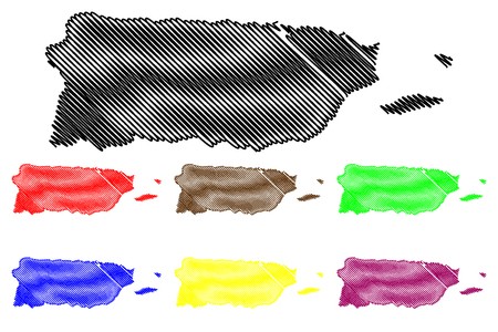 450x300 Puerto Rico Map Vector Illustration, Scribble Sketch Puerto Rico