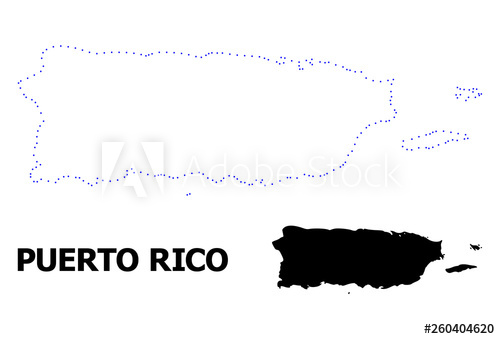500x339 Vector Contour Dotted Map Of Puerto Rico With Name