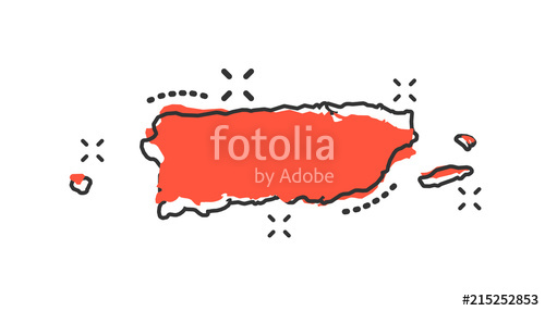 500x286 Vector Cartoon Puerto Rico Map Icon In Comic Style Puerto Rico