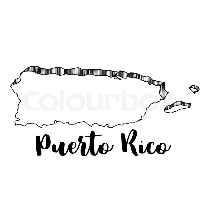 800x800 Hand Drawn Of Puerto Rico Map, Vector Stock Vector Colourbox