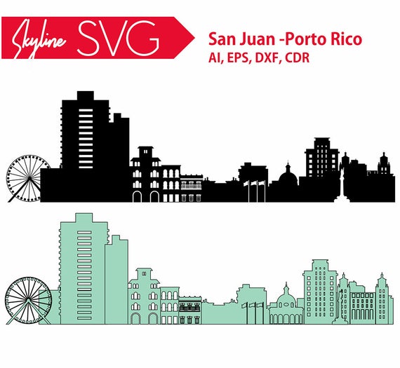 570x525 San Juan San Juan City Vector Skyline Puerto Rico Etsy