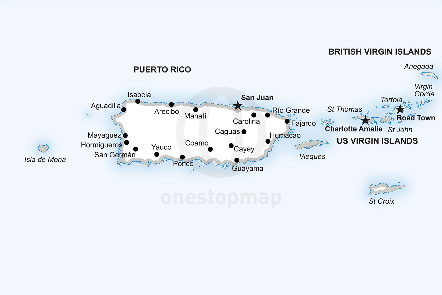 1800x1200 Vector Map Of Puerto Rico Political One Stop Map