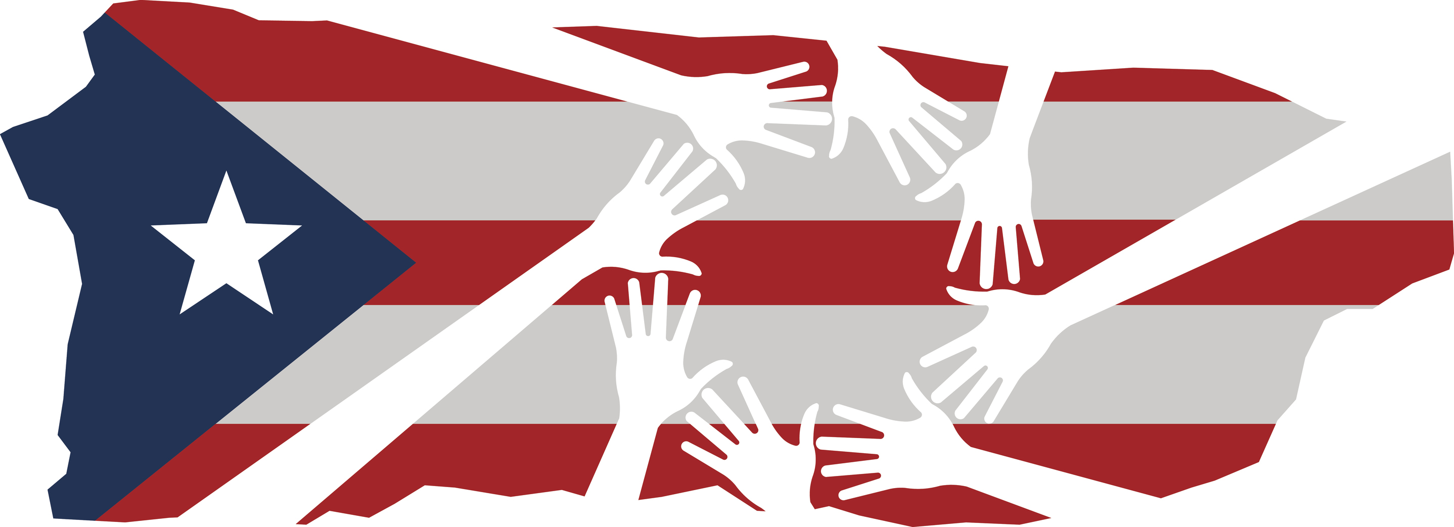 2876x1043 Hands Helping Puerto Rico Vector Illustration