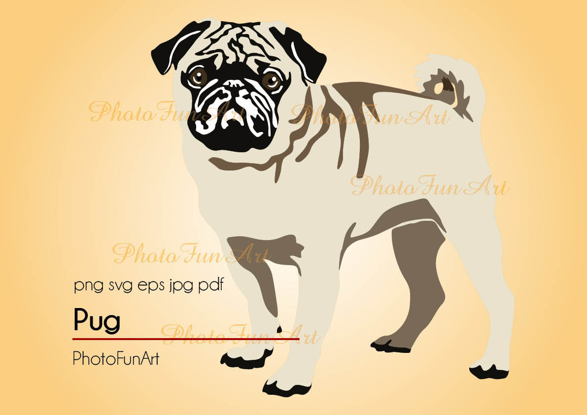 1191x842 Pug Dog Clipart Mops Vector Graphic Art Pug Dog Digital Etsy