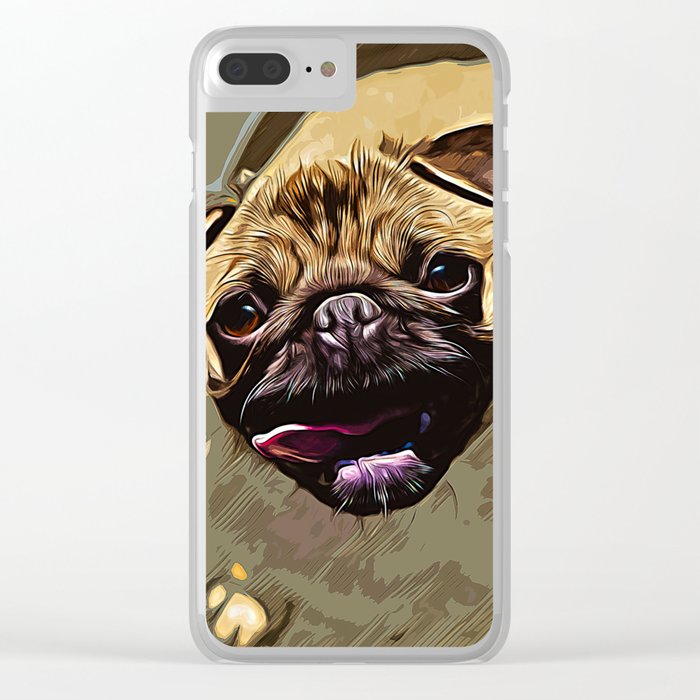 700x700 Hungry Pug Dog Vector Art Clear Iphone Case