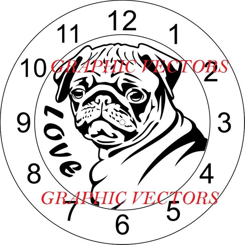 794x794 Pug Clock Face Dxf Vector Etsy