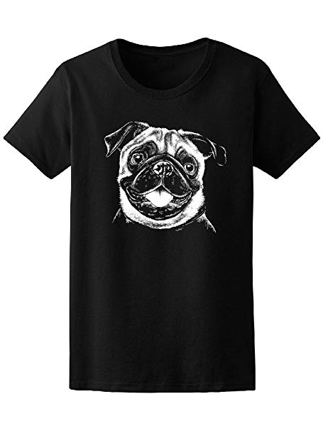 455x606 Portrait Sketch Pug Face Tee Women's Image