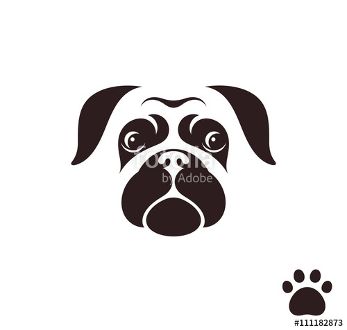 500x476 Pug Dog Funny Face With Paw Print Stock Image And Royalty Free