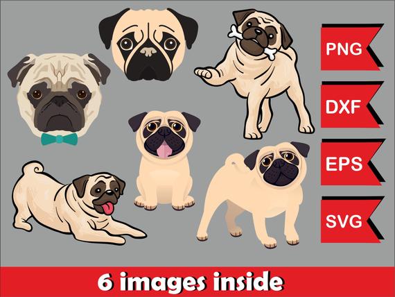 570x428 Pug Pug Face Vector Life Decal For Cricut Clipart Etsy