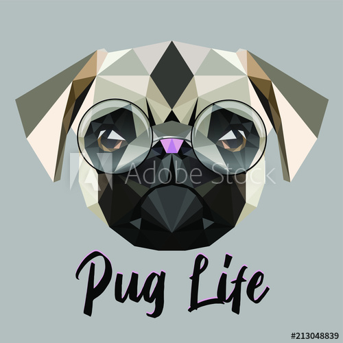 500x500 Low Poly Triangular Little Cute Pug
