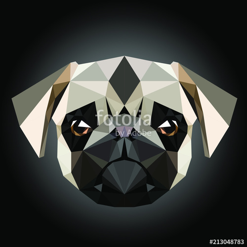 500x500 Low Poly Triangular Pug