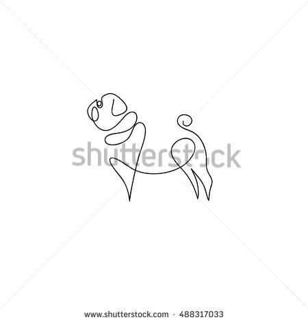 450x470 One Line Dog Design Silhouette Pug Dog Hand Drawn Minimalism