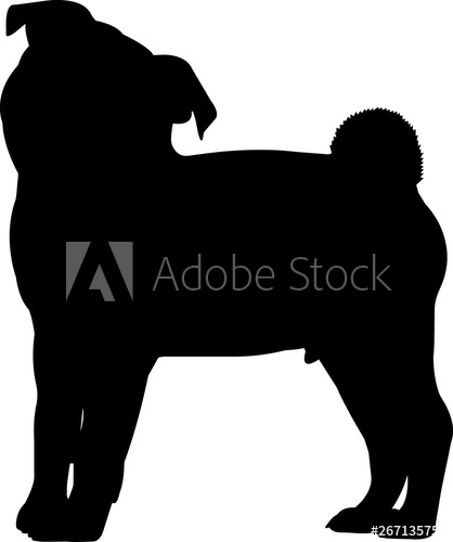 418x500 Pug Isolated Vector Silhouette