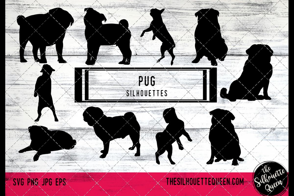 1200x800 Pug Dog Cricut, Silhouette Clip Art, Vector Illust