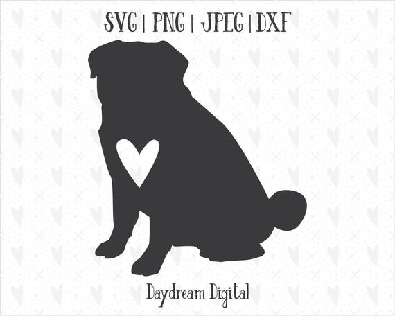 570x456 Pug Silhouette Heart Vector One Piece Sweet Etsy