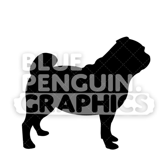 700x700 Pug Silhouettes Vector Cartoon Clipart Illustration Blue Penguin
