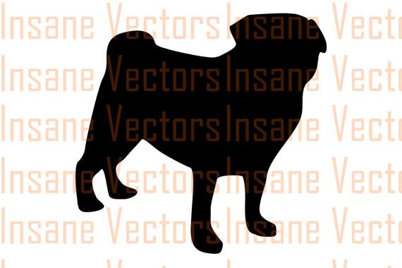 570x380 Pug Vector Silhouette Clip Art Image Pug Vector Pug Etsy