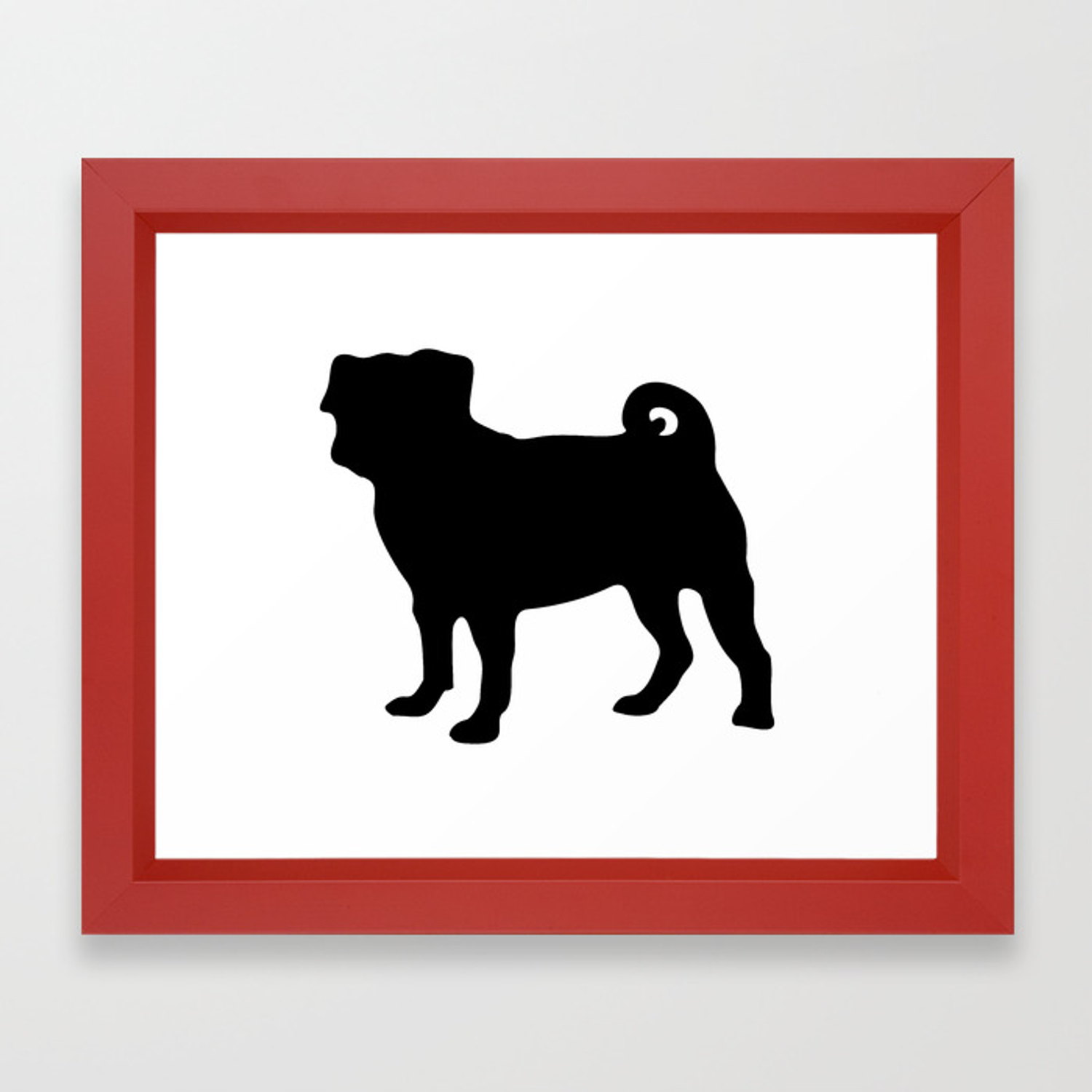 1500x1500 Simple Pug Silhouette Framed Art Print