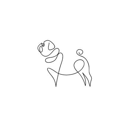 450x450 Vector Minimalistas One Line Dog Design Silhouette Pug Dog Hand