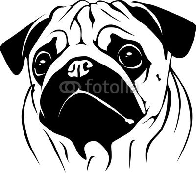 400x354 Pug Silhouette Portrait Pug From Dogarts, Royalty Free Vector