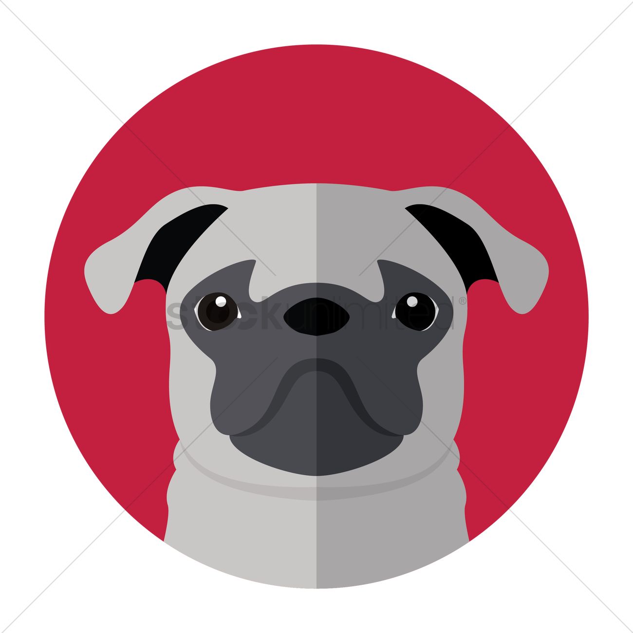 1300x1300 Free Pug Vector Image
